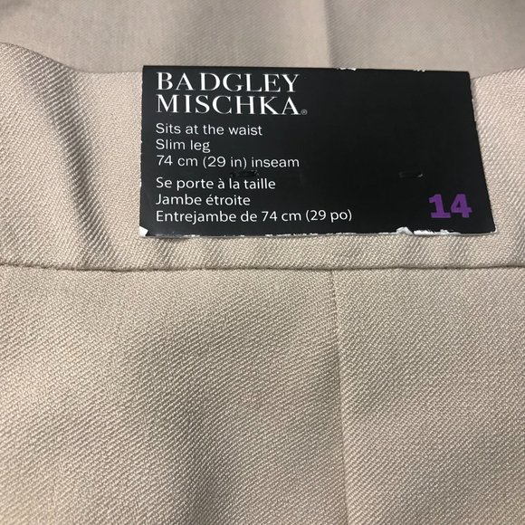 BADGLEY MISCHKA High Rise Light TAN STRAIGHT LEG Dress Pants! Size 14! NWT! - Picture 2 of 7